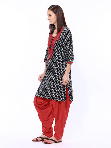 Shree Women Black &amp; Red Patiala Kurta