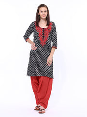 Shree Women Black &amp; Red Patiala Kurta