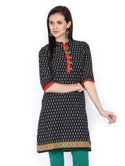 Shree Women Black &amp; White Printed Kurta