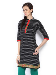 Shree Women Black &amp; White Printed Kurta
