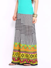 Shree Women Black &amp; White Printed Palazzo Trousers