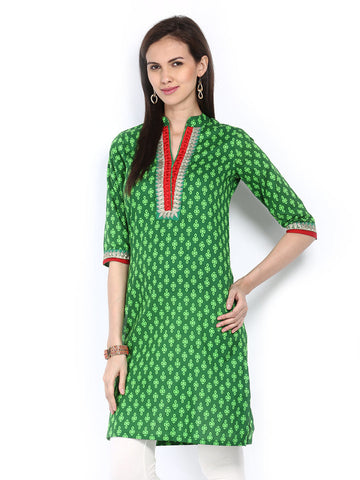 Shree Women Green Printed Kurta