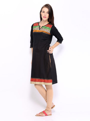 Shree Women Black Printed Kurta