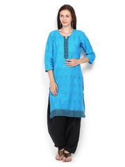 Shree Women Blue &amp; Black Patiala Kurta Set
