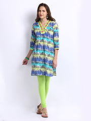 Shree Women Blue &amp; Green Printed Churidar Kurta