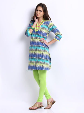 Shree Women Blue &amp; Green Printed Churidar Kurta