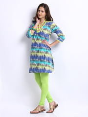 Shree Women Blue &amp; Green Printed Churidar Kurta