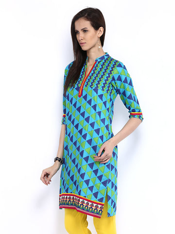 Shree Women Blue Printed Kurta