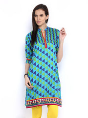 Shree Women Blue Printed Kurta