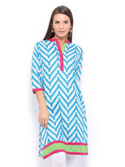 Shree Women Blue &amp; Off-White Printed Kurta