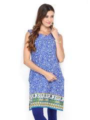 Shree Women Blue &amp; White Printed Kurta