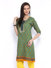 Shree Women Blue &amp; Yellow Printed Kurta
