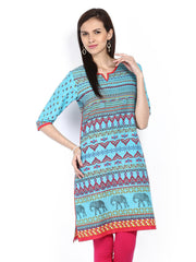 Shree Women Blue Printed Kurta