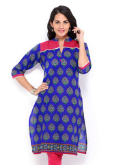 Shree Women Blue Printed Kurta