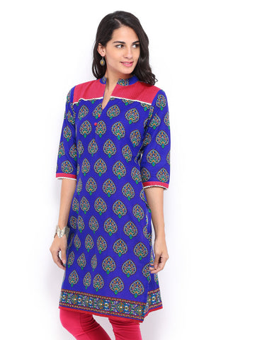 Shree Women Blue Printed Kurta