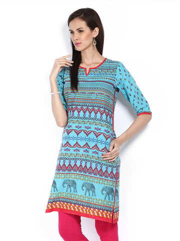 Shree Women Blue Printed Kurta