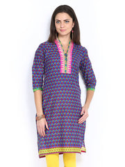 Shree Women Blue Printed Kurta