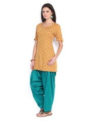 Shree Women Brown &amp; Teal Blue Printed Patiala Kurta Set