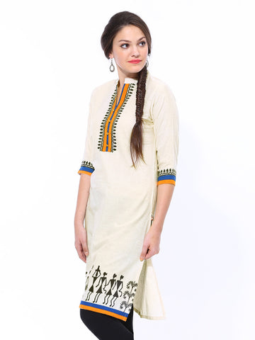 Shree Women Cream Coloured Kurta