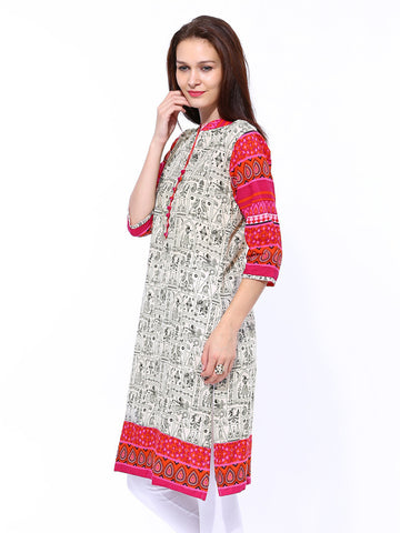 Shree Women Cream Coloured Printed Kurta