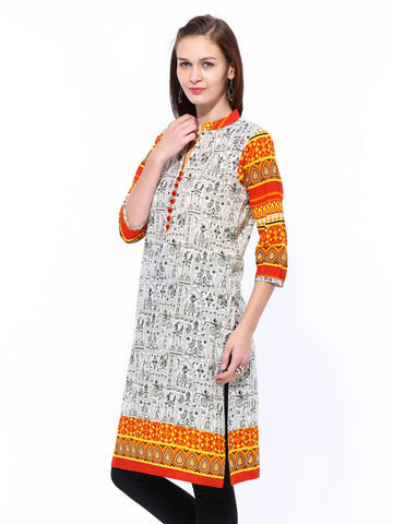 Shree Women Cream Coloured Printed Kurta