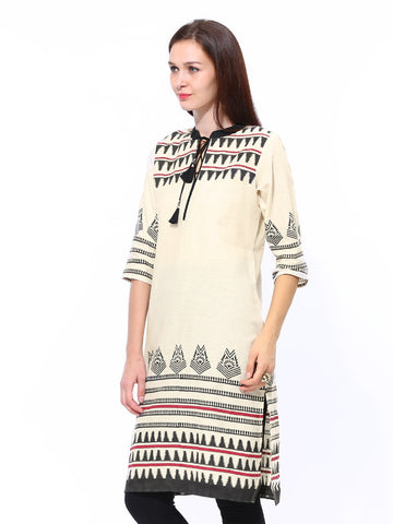 Shree Women Cream Coloured Printed Kurta