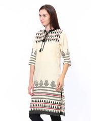 Shree Women Cream Coloured Printed Kurta