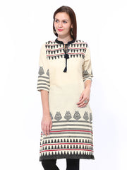 Shree Women Cream Coloured Printed Kurta