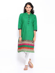 Shree Women Green &amp; Black Printed Kurta