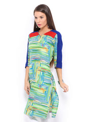 Shree Women Green &amp; Blue Printed Kurta