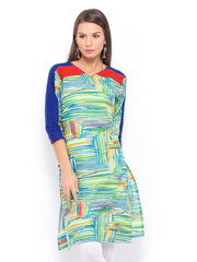 Shree Women Green &amp; Blue Printed Kurta