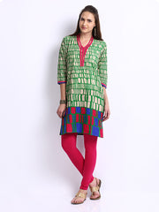 Shree Women Green &amp; Pink Printed Churidar Kurta