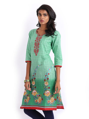 Shree Women Green Printed Kurta