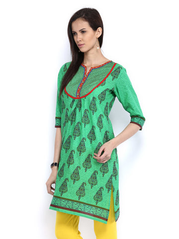 Shree Women Green Printed Kurta