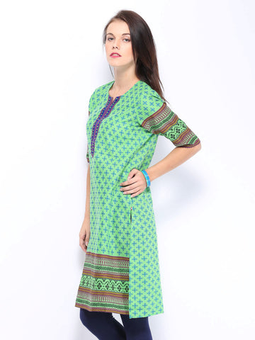 Shree Women Green Printed Kurta