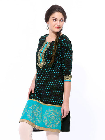 Shree Women Black Printed Kurta