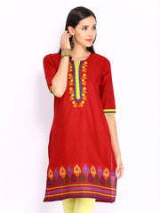 Shree Women Red &amp; Black Printed Kurta