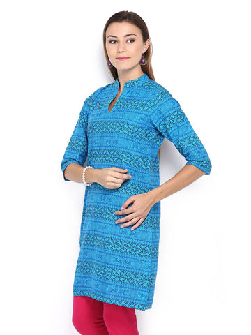 Shree Women Blue Printed Kurta