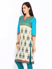 Shree Women Cream Coloured Printed Kurta