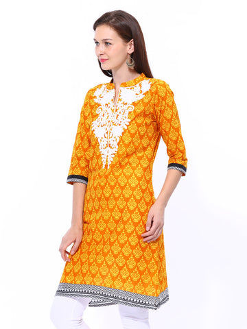 Shree Women Mustard Yellow Printed Kurta