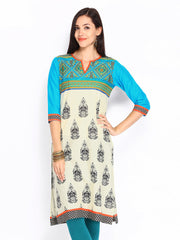 Shree Women Cream Coloured Printed Kurta