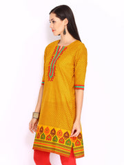 Shree Women Mustard Brown &amp; Black Printed Kurta