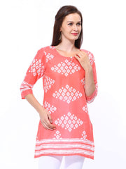 Shree Women Coral Pink Printed Kurta