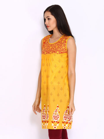 Shree Women Yellow Printed Kurta