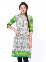 Shree Women Off-White &amp; Black Printed Kurta