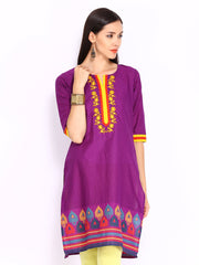 Shree Women Purple &amp; Black Printed Kurta