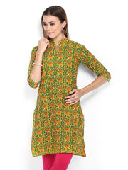 Shree Women Yellow &amp; Green Printed Kurta