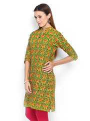 Shree Women Yellow &amp; Green Printed Kurta