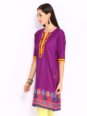 Shree Women Purple &amp; Black Printed Kurta