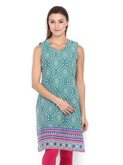 Shree Women Green &amp; White Printed Kurta